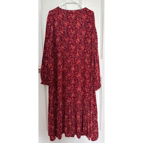 Fat Face FatFace Red Joyce Floral Maxi Dress long sleeved V neck size 20 - Picture 13 of 16